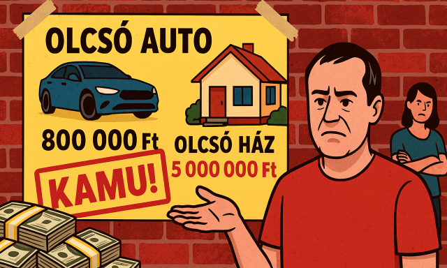 Kamu kapcsolataival &iacute;g&eacute;rt olcs&oacute;, v&eacute;grehajt&aacute;s alatt l&eacute;vő h&aacute;zakat &eacute;s aut&oacute;kat &ndash; de csak a p&eacute;nz maradt n&aacute;la