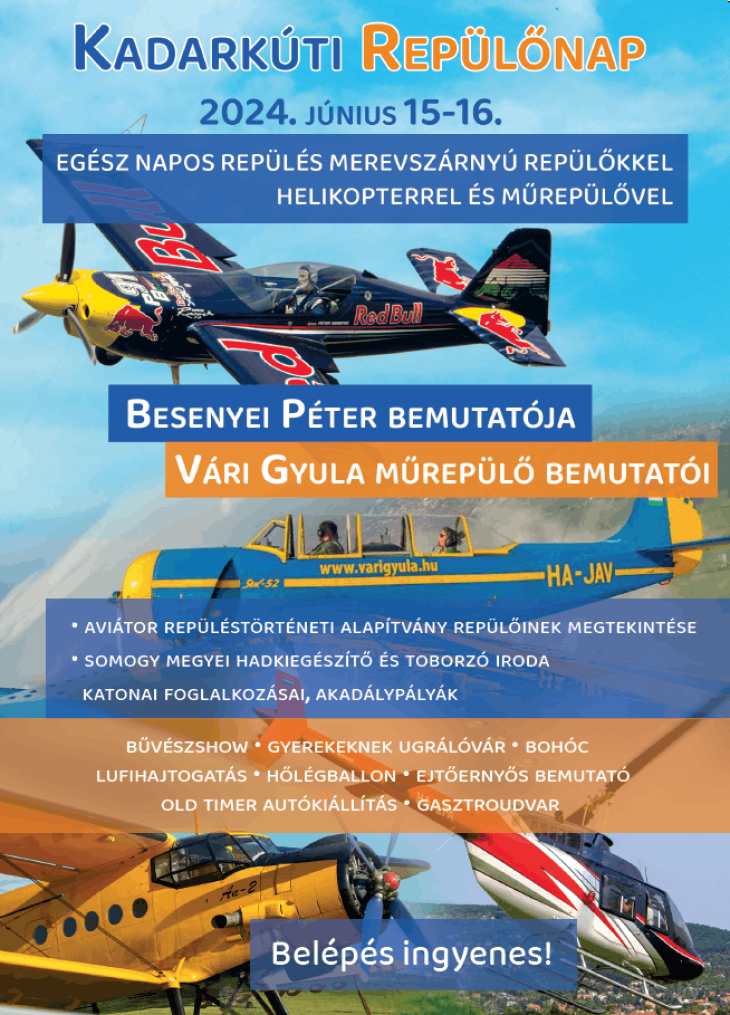 Besenyei Péter is érkezik a kadarkúti Repülőnapra, sétarepülésre is lesz lehetőség