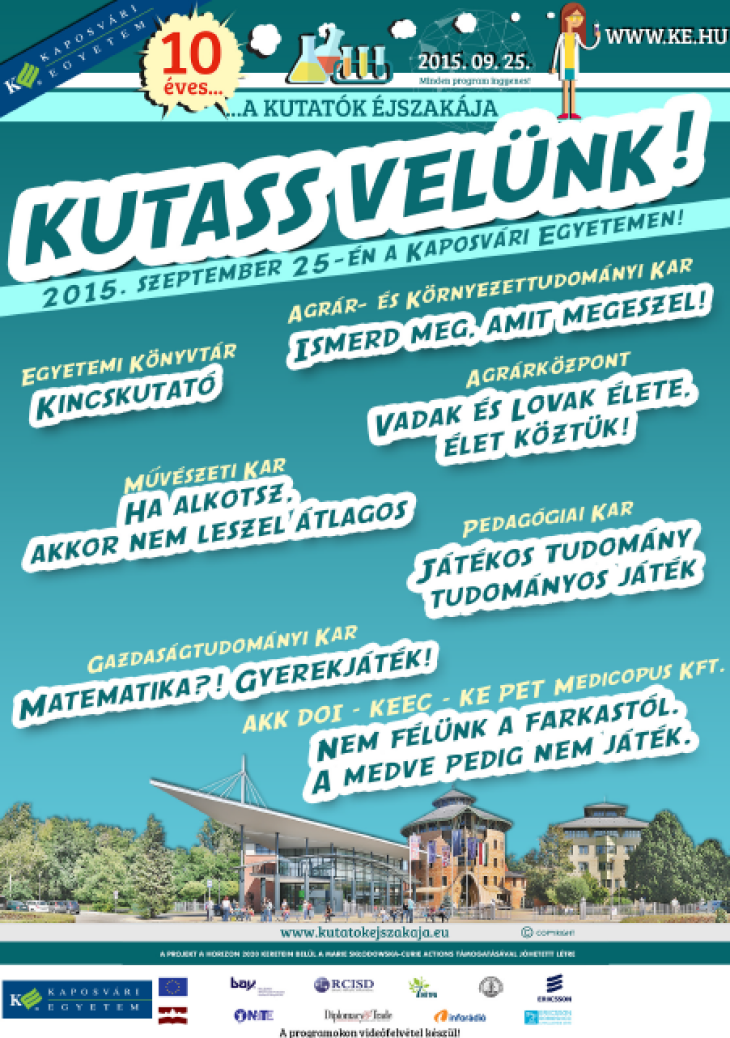 Kutatók Éjszakája a Kaposvári Egyetemen!