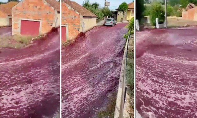 Portug&aacute;l bor foly&oacute; -  T&ouml;bb mint 2 milli&oacute; liter v&ouml;r&ouml;sbor &aacute;rasztotta el az utc&aacute;kat