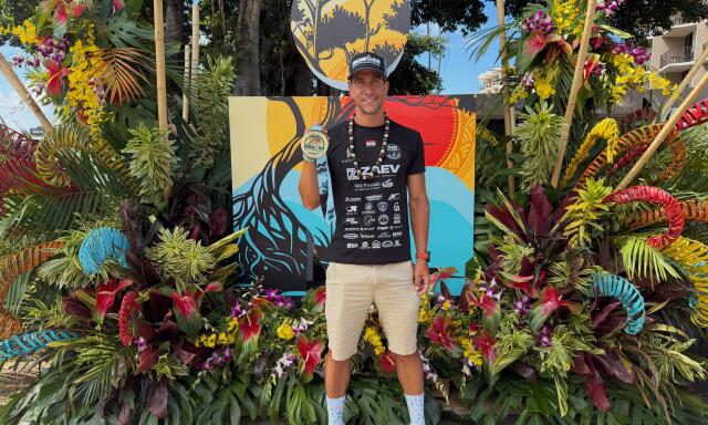 14. lett korcsoportj&aacute;ban a hawaii Ironman-vb-n Szil&aacute;gyi Tam&aacute;s kaposv&aacute;ri triatlonista