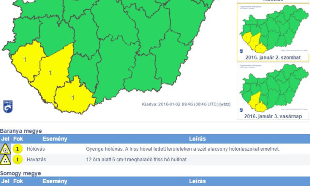Tov&aacute;bbi havaz&aacute;s is v&aacute;rhat&oacute; - Somogyra figyelmeztet&eacute;st is kiadtak