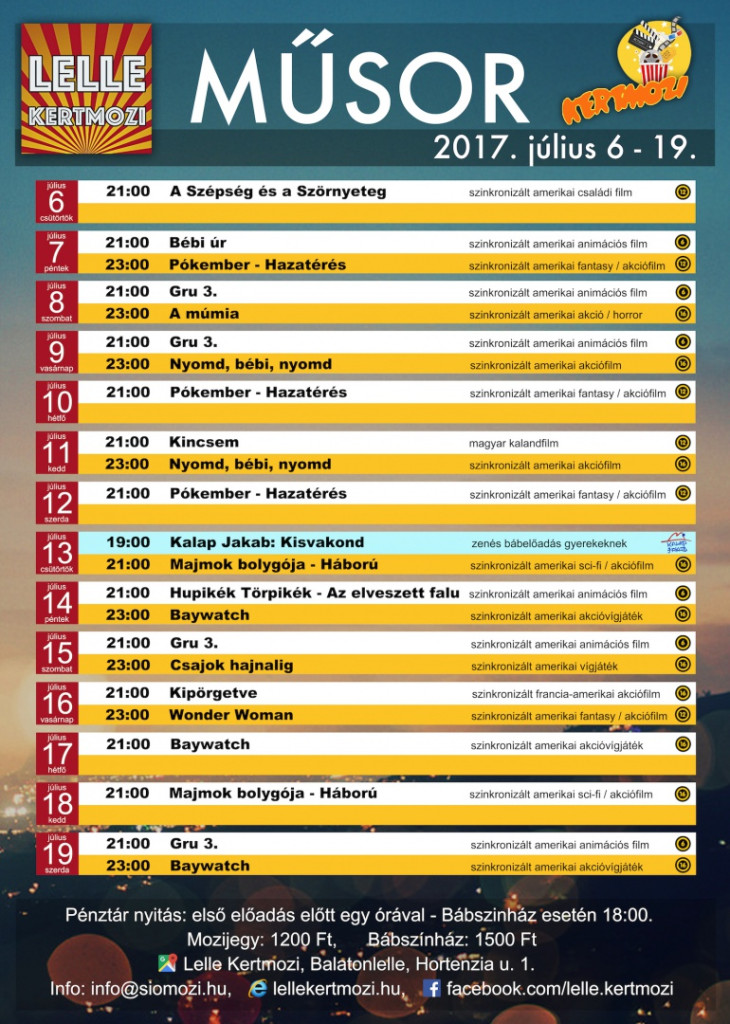 BRÉKÓ! Páros jegyet nyerhetsz a balatonlellei kertmoziba!