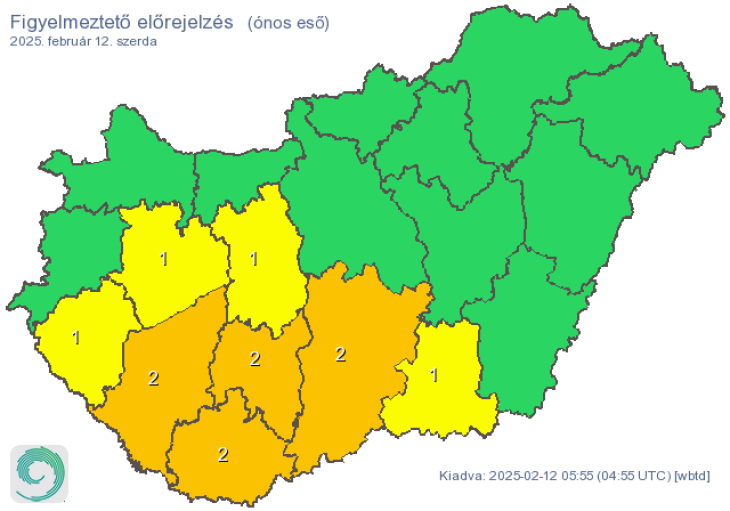 8 megyére adtak ki figyelmeztetést ónos eső miatt