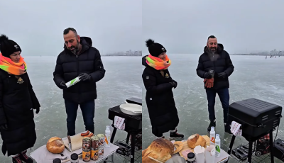 Grill-partyt rendeztek a Balaton jeg&eacute;n