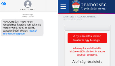 &Uacute;jabb leh&uacute;z&aacute;sos csal&aacute;s terjed, ez&uacute;ttal a rendőrs&eacute;g nev&eacute;ben k&uuml;ldenek &uuml;zeneteket