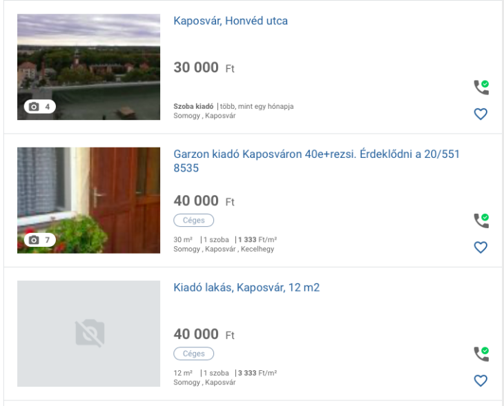 Kaposváron is elkezdtek visszaesni az albérletárak