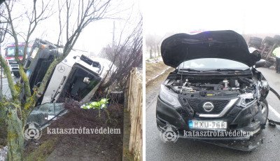 Szem&eacute;lyaut&oacute; &eacute;s egy betonsz&aacute;ll&iacute;t&oacute; mixer karambolozott Osztop&aacute;nban