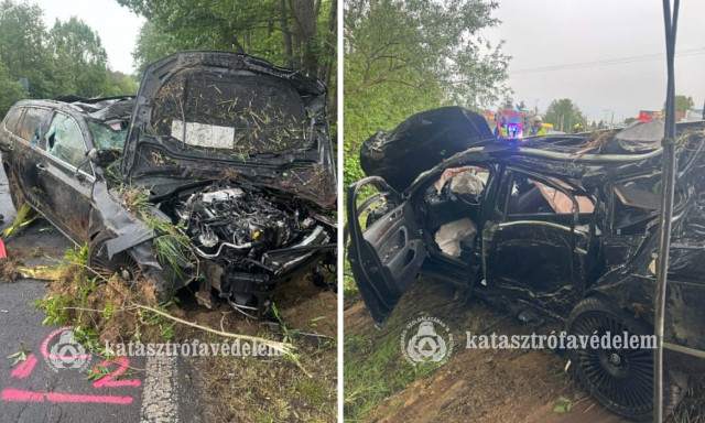 Kid&ouml;nt&ouml;tt k&eacute;t villanyoszlopot egy szem&eacute;lyaut&oacute; Kaposv&aacute;ron