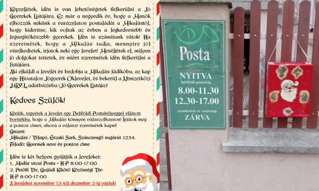 Kiker&uuml;lt a Mikul&aacute;s postal&aacute;d&aacute;ja, a kaposv&aacute;ri gyerekek leveleit is v&aacute;rja