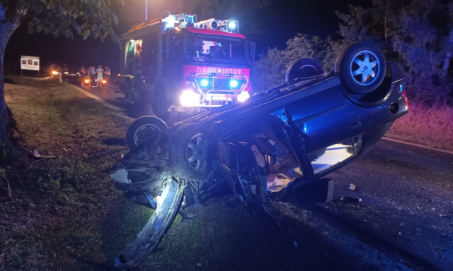 F&aacute;nak csap&oacute;dott, majd felborult egy aut&oacute; Berzenc&eacute;n&eacute;l