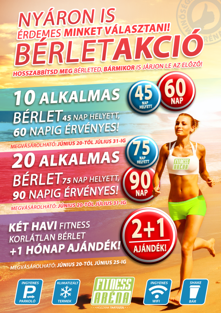 Nyári nyereményjátékot hirdetett a Fitness Aréna - fitness bérleteket, vacsorákat nyerhettek!