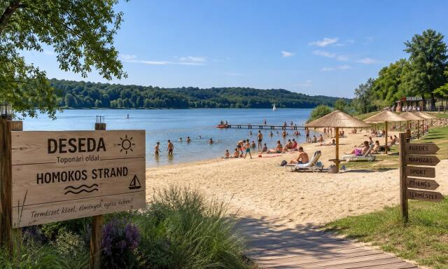 570 milli&oacute;b&oacute;l &uacute;j homokos strand &eacute;p&uuml;l &eacute;s meg&uacute;jul az aszal&oacute;i fah&iacute;d a Deseda t&oacute;n&aacute;l