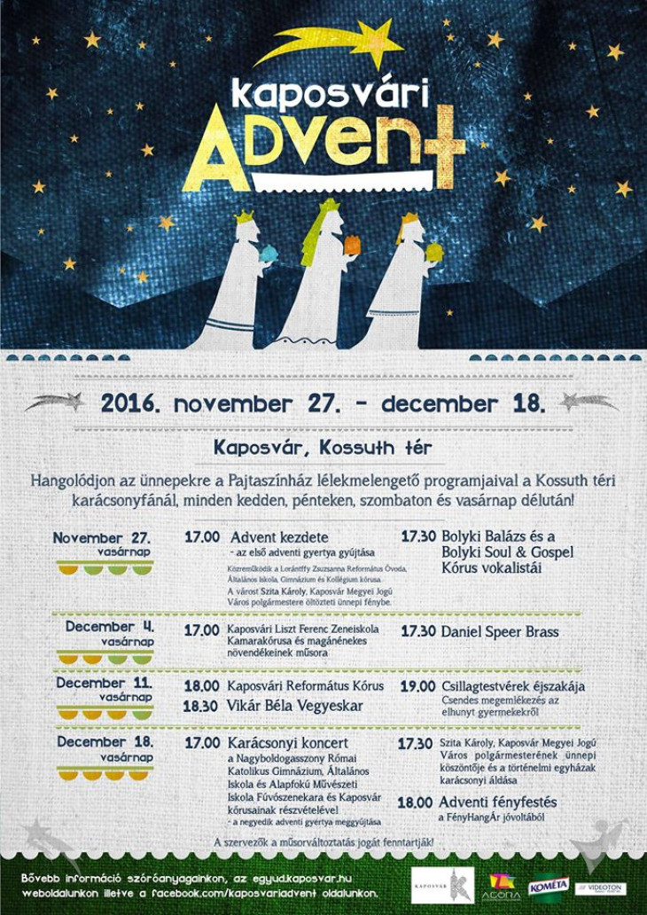 Hamarosan felgyúlnak az adventi gyertyák Kaposváron!