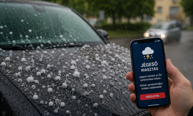 Egy SMS-en m&uacute;lhat az aut&oacute;d: &uacute;j ingyenes j&eacute;gesőriaszt&oacute; szolg&aacute;ltat&aacute;s indult Magyarorsz&aacute;gon