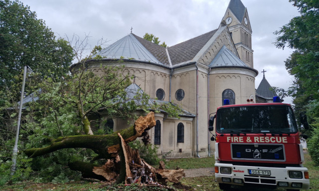 25 m&eacute;teres fa dőlt a Hős&ouml;k templom&aacute;ra a h&eacute;tv&eacute;g&eacute;n