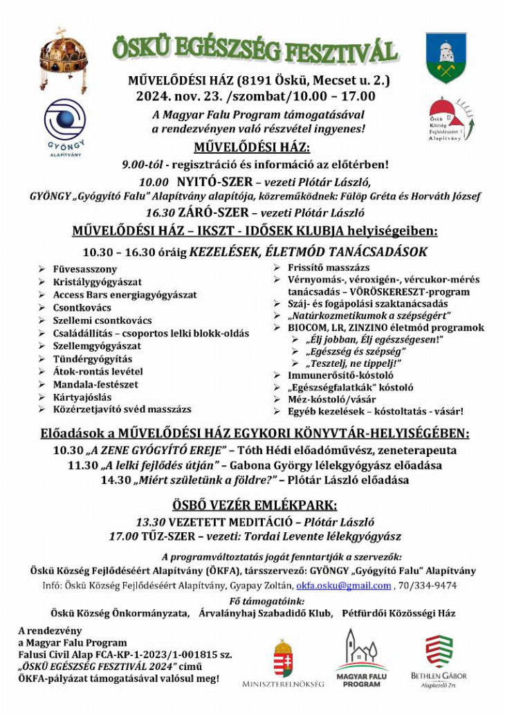 Szellemi csontkovácsolás, tündérgyógyítás és rontáslevétel Öskün - A magyar kormány támogatásával
