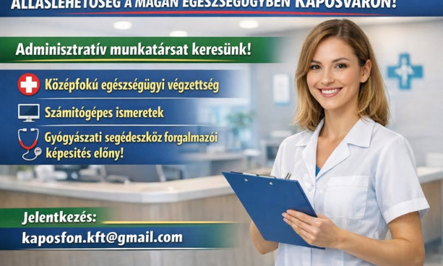 Adminisztrat&iacute;v munkat&aacute;rsat keres Kaposv&aacute;ron a Kaposfon