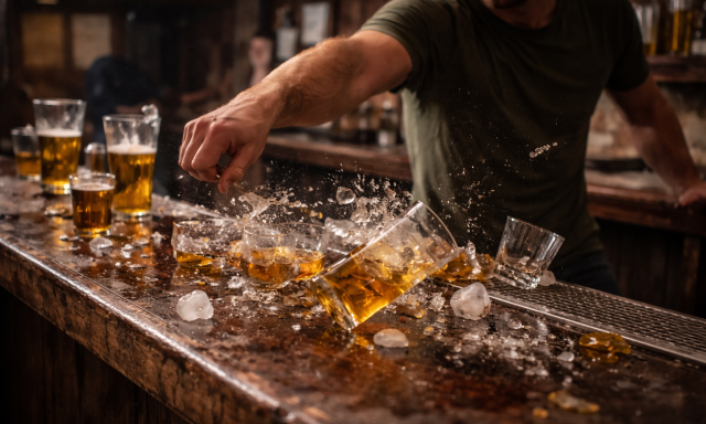 Az ital miatt t&ouml;rt ki a balh&eacute; egy Marcali pressz&oacute;ban - poharakat t&ouml;rt, mert nem szolg&aacute;lt&aacute;k ki